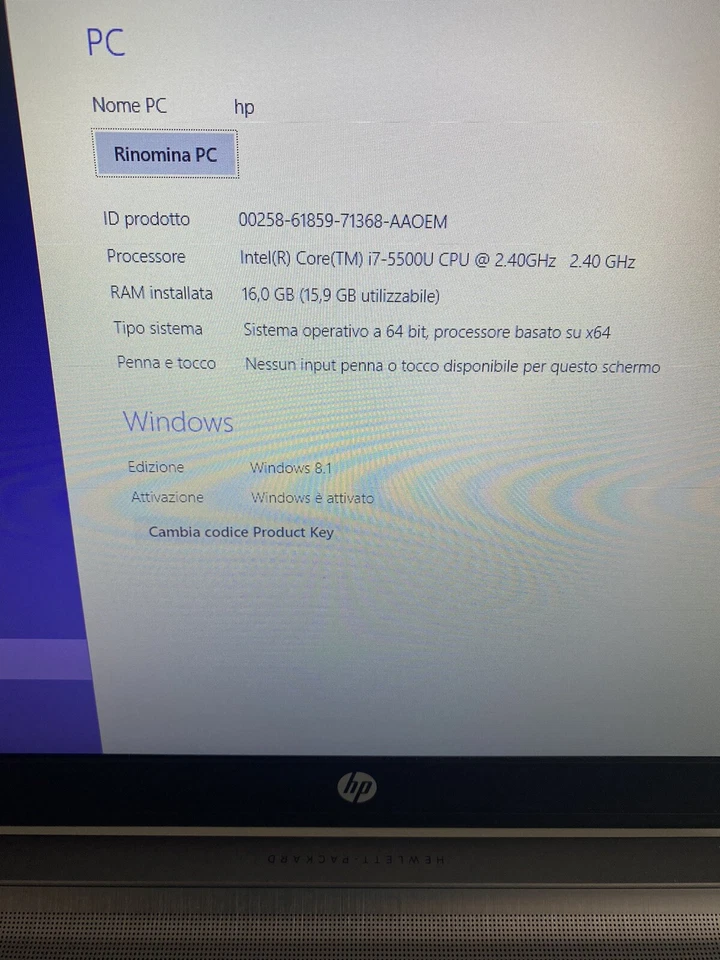 HP PROBOOK 450 G2 15,6" INTEL i7-5500U 2,40 GHz 16GB RAM 500GB HDD WIN 8.1 USATO - Imagen 2 de 4