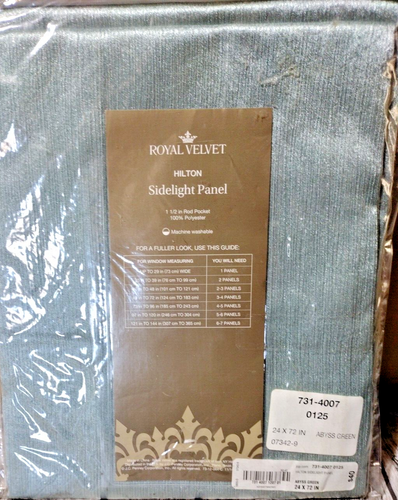 Sidelight Door curtain panel 24"x72" Abyss Green, JCP Royal Velvet, NWT - Picture 2 of 2