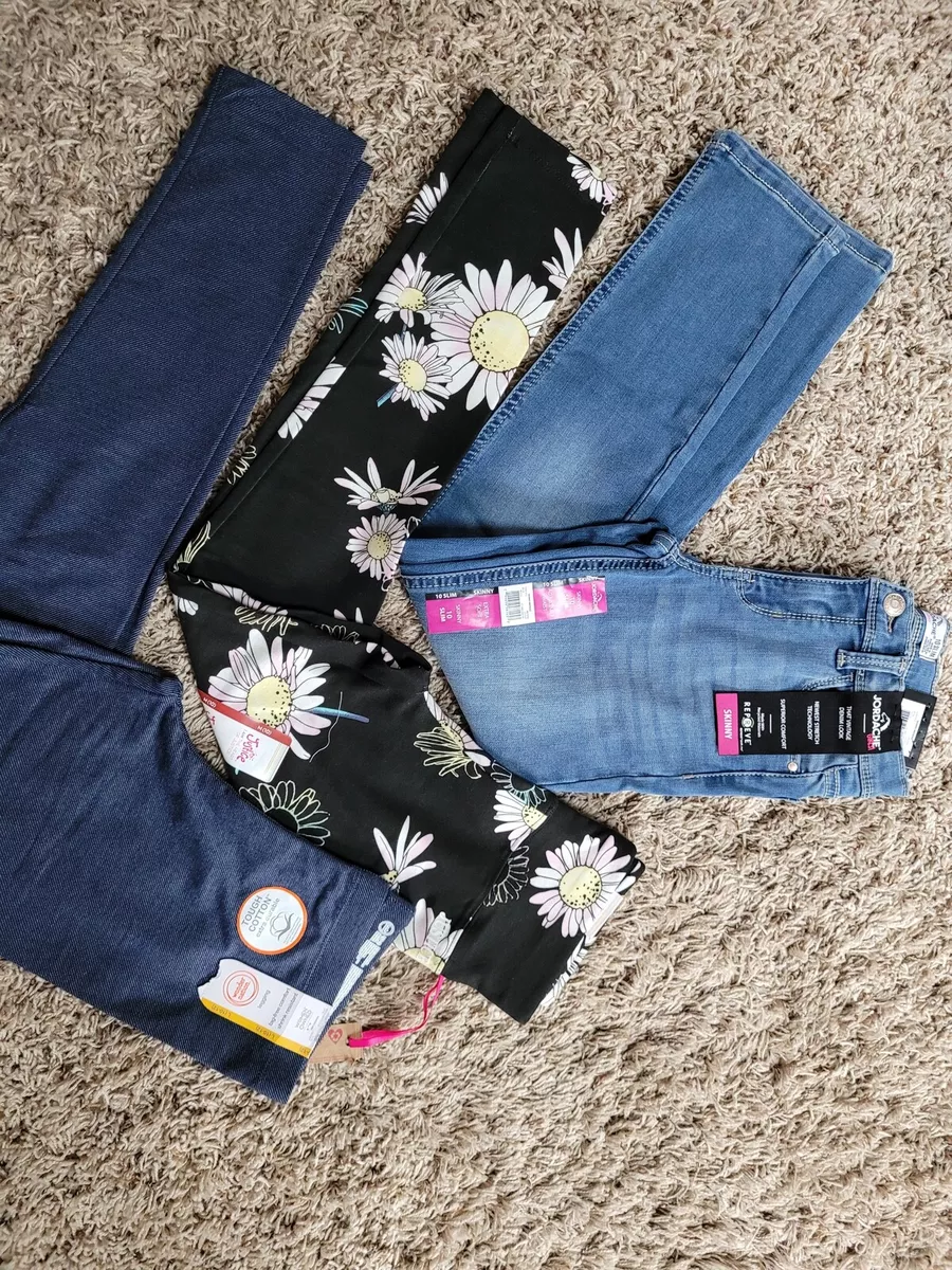 NEW LOT 3 pairs GIRLS JUSTICE JORDACHE JEANS LEGGINGS JEGGINGS SIZE 10 slim