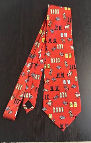Nicole Miller Tie Horse Racing Betting Race Track New York- 57 Inch Long - Picture 3 of 5