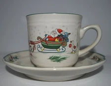 Vintage International China Tableworks Cup &  Saucer Country Christmas Pattern