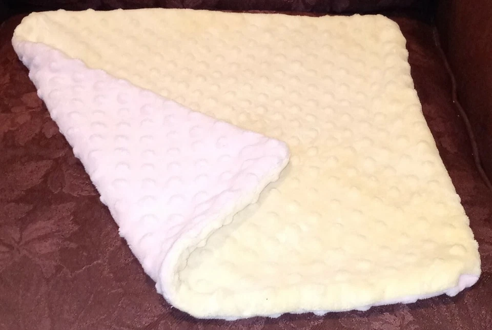 Minky 3D Dot Security Blanket Yellow Pink Reverse 15"×16" Lovey Blanky BABY X - Image 2 of 4