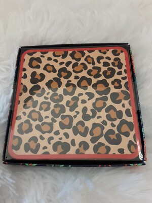 4 Pack Leopard Print Coasters 4'' X 4'' Perfect For Any Beverage BNIB!