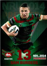 2014 South Sydney Rabbitohs NRL Premiers Limited Edition Card - Sam Burgess