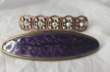 2 Vintage 80s/90s Spring Clasp French Style Hair Clips / Barrettes Bling Purple