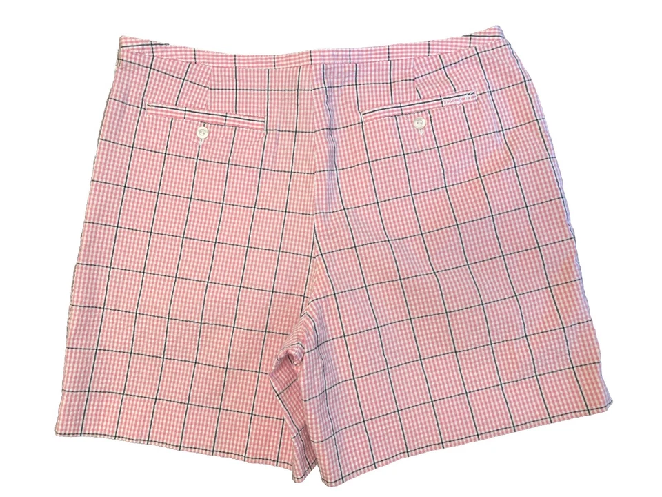 Liz 高尔夫女式 Audra 粉色格子泡泡纱弹力短裤,尺寸 12 小号全新无标签 — 第 2/4 张图片