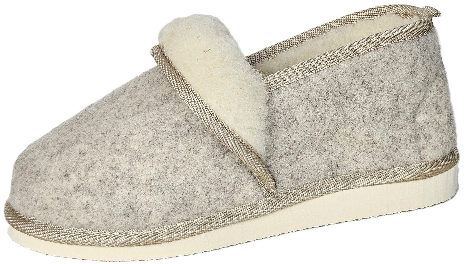 APL Pantofole CALDE mocassino taglia 40 lana vergine + feltro di lana beige crema