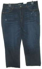 New Womens size 18 Straight Crop Jeans Time And Tru Blue Denim High Rise
