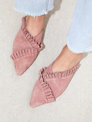 NEW Free People Cleo Ruffle Flat size 7 MSRP: $128 suede