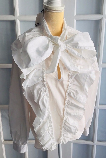 zara white ruffle blouse