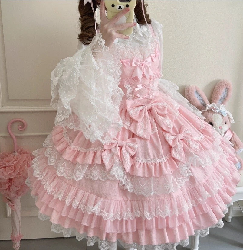 Abito da Lolita gotico in stile giapponese con giunture in pizzo colletto da marinaio maniche corte e sottili abiti dolci