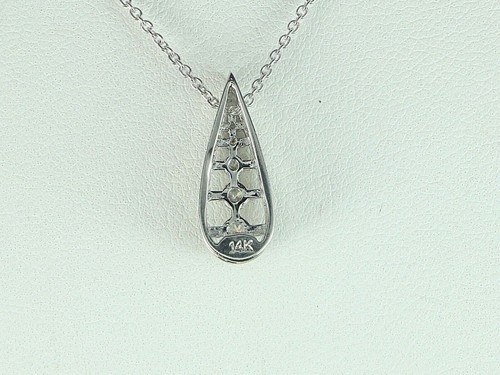 $1,325 14K White Gold 0.18ct Round Diamond Milgrain Pendant 16'' Chain Necklace - Picture 8 of 8