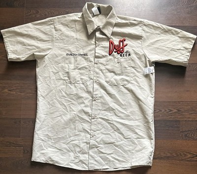 Universal Studios The Simpsons Quality Control Duff Beer Work Shirt Size L