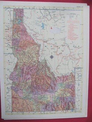 SCHÖNE 1953 IDAHO EISENBAHN RR KARTE ZEIGT & LISTE ALLE ID RRs SCHÖNES GENEOLOGIE WERKZEUG