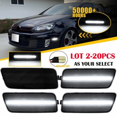 2-20X Smoked White LED Side Marker Bumper Light For 2010-2014 Volkswagen MK6 GTI