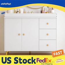 Baby Changing Table White Wooden Dresser with 3 Drawers Cabinet & Changing Pad