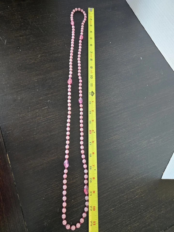 Collar largo Pick de cuentas de vidrio con cuentas de granate rojo Foto 3 de 4