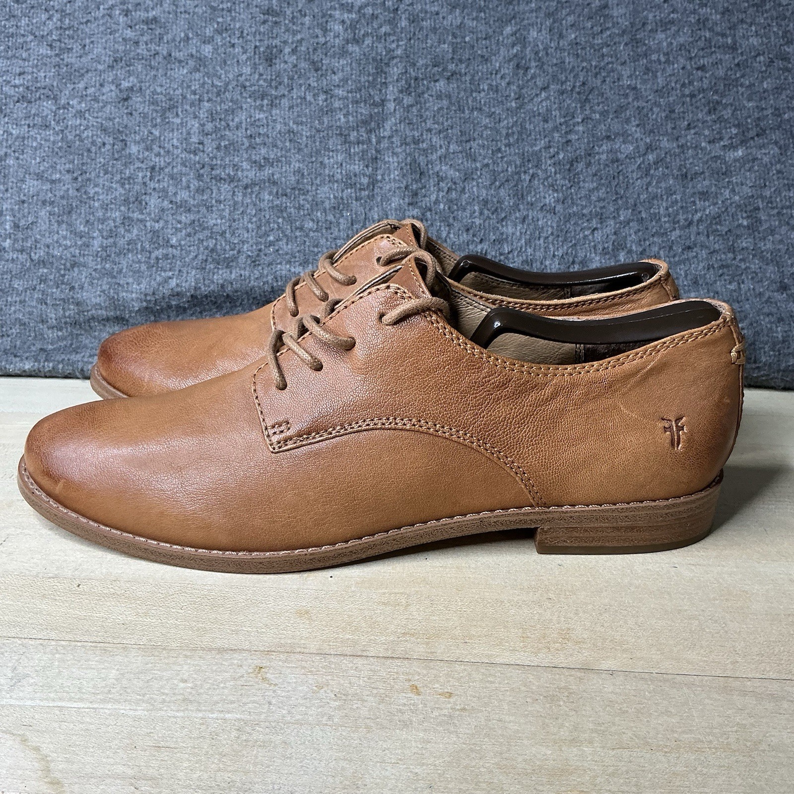 Frye Anna Oxford Womens 9.5 Camel Leather Lace Up Casual Luxury Preppy Shoe