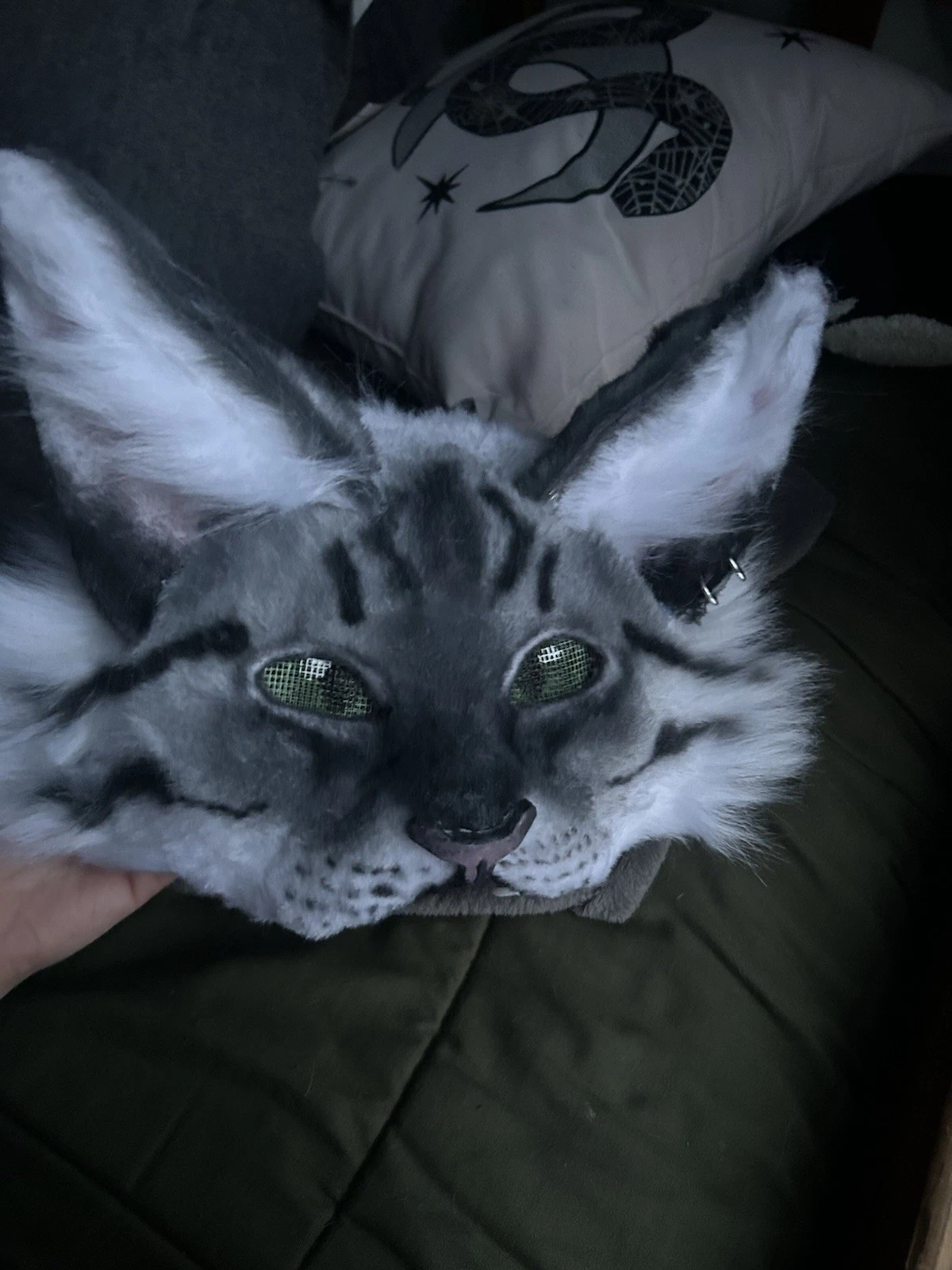 grey cat therian mask / animal mask / fully furred cat mask