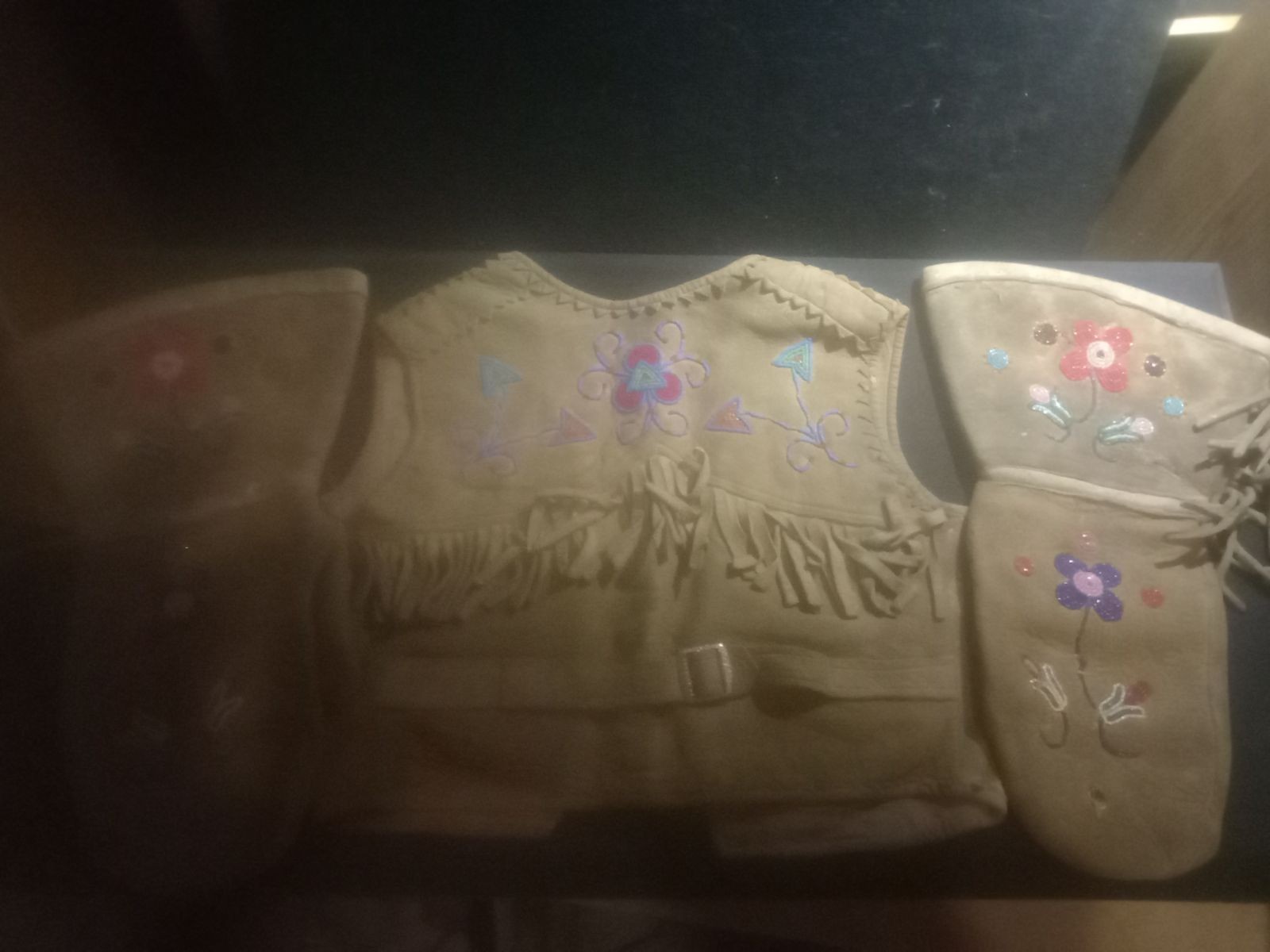 Native American Childs Beaded Vest And Adult Beaded Mittens