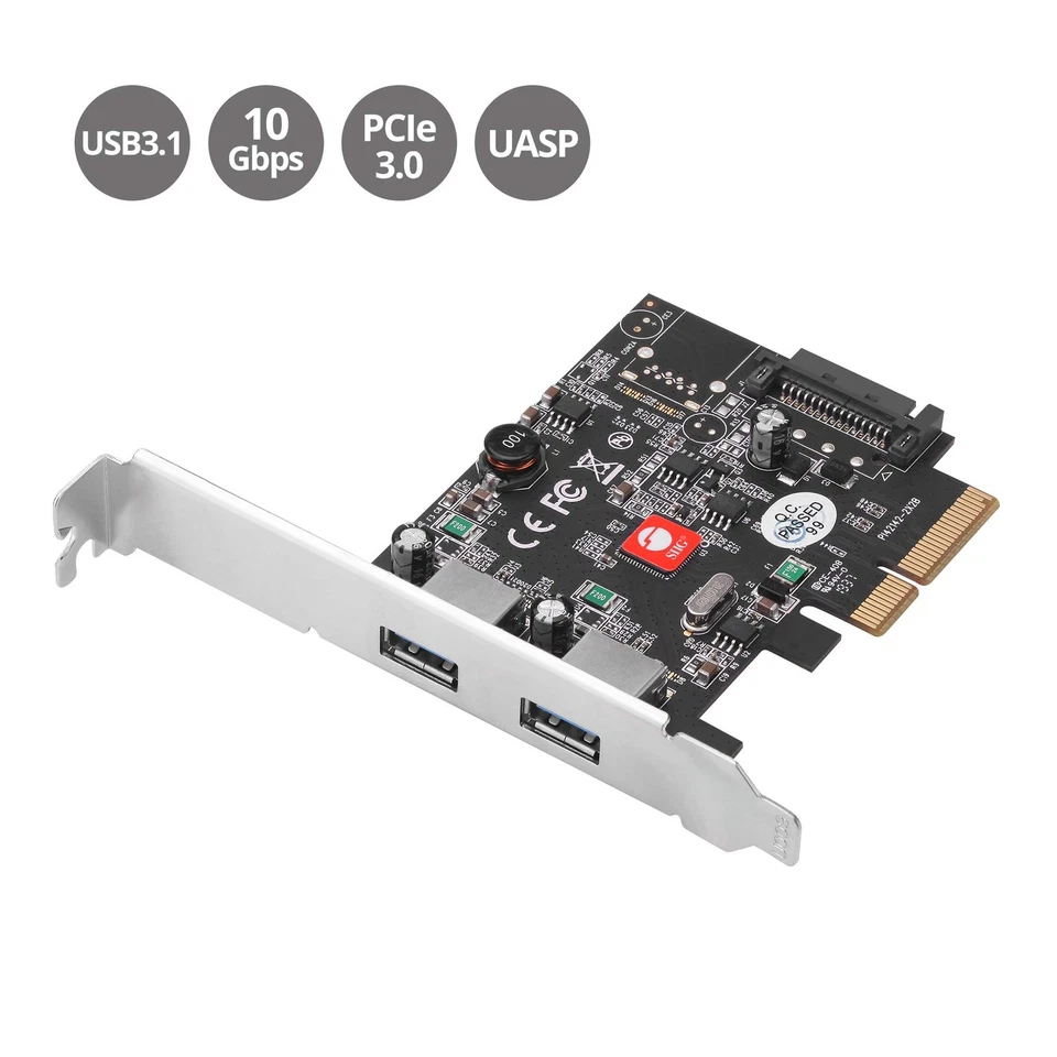 2-Port USB 3.1 PCIe Card, PCIe 3.0 x4 to Two USB 3.1 Gen 2 Type-A, 10Gbps & 5... - Image 2 of 4