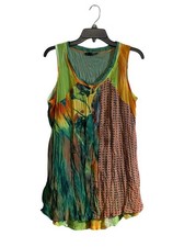 Ronnie Salloway Sz Small Artsy Tunic Tank Top Bold Vibrant Artsy Eclectic