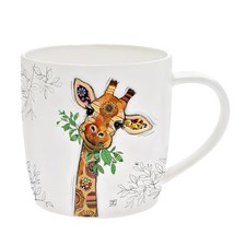 Ceramic Mug Gina Giraffe Animal Print Cup Bug Art Fine China Novelty Cartoon