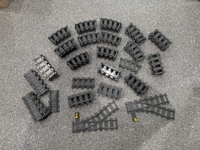 Lot 32 Straight, 52 Curve 2 Switch, 79 Flex Genuine Lego Train Track Gray Pieces