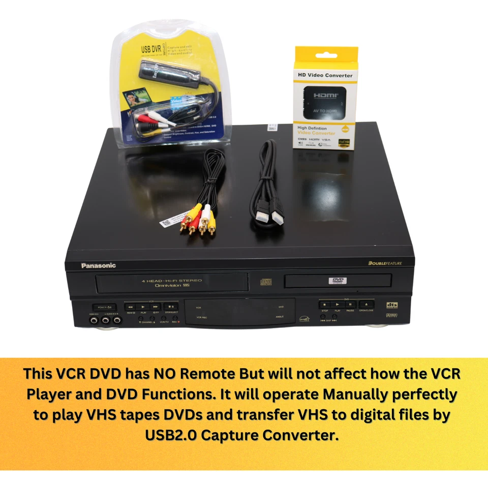 Panasonic VCR DVD Combo | Convertir VHS a Captura USB Digital | Adaptador AV-HDMI Foto 3 de 4