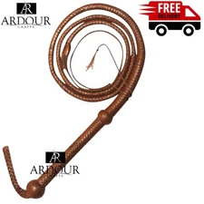 6ft Indiana Jones Style Bullwhip | Genuine Cowhide Leather | 12-Plait Handwoven