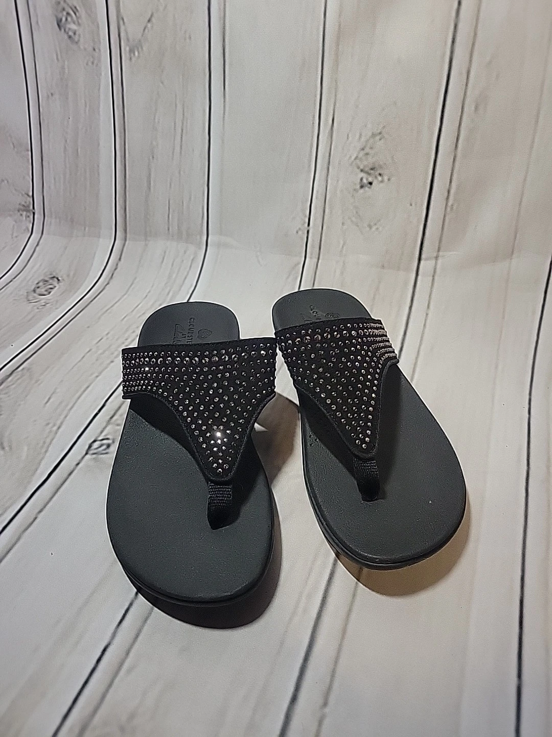 Clarks Sandali Donna Cloudsteppers Strass Brio Vibe Nero (Taglia 6M) NUOVI