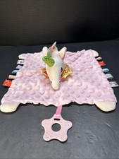 Appease Pink Unicorn Plush Lovey Teether Crinkle Jingle Security Blanket