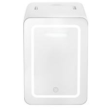 Gallery 6.5L, 9 Can Lighted Beauty Mirror Mini Fridge, Personal Cooler in White