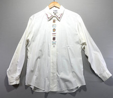 Vintage Koret City Blues Womans Button Up Ivory Floral Embroidered Sz L