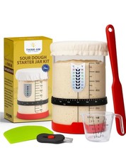 Sourdough Starter Kit, 24 Oz Sourdough Jar with Measuring Cup, Spatula, Thermo