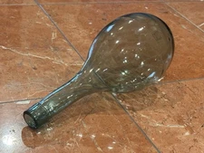 ANTIQUE ROUND BOTTOM BALLOON TORPEDO WINE BOTTLE GREEN HANDBLOWN AIR BUBBLES EU