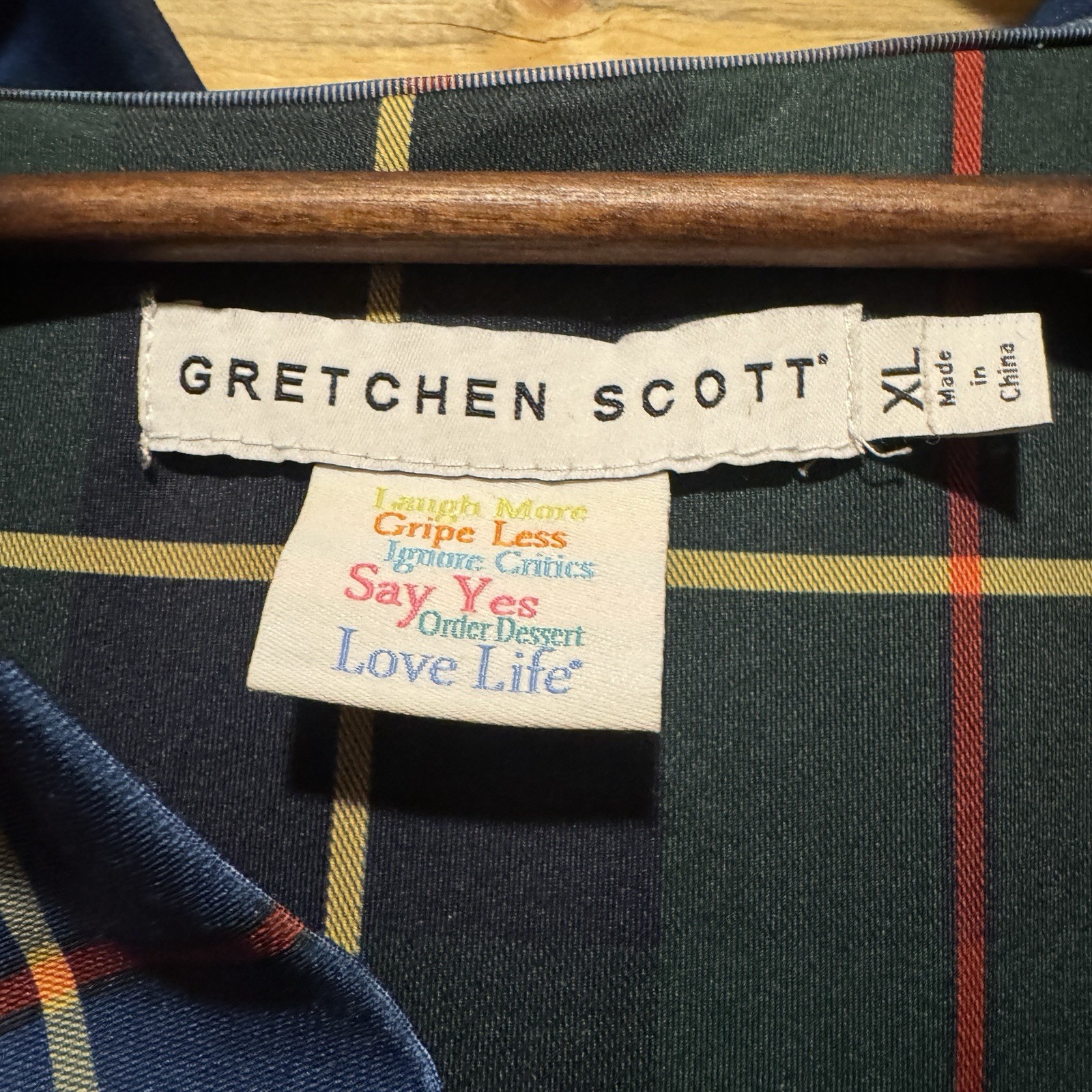 Gretchen Scott Designs Jersey Ruffneck Dress Plaidly Cooper Womens XL red Stripe