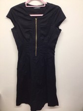 Sosander Zip Front Cap Sleeve Cotton Midi Dress Uk 12 Pit To Pit 18” Length 41”