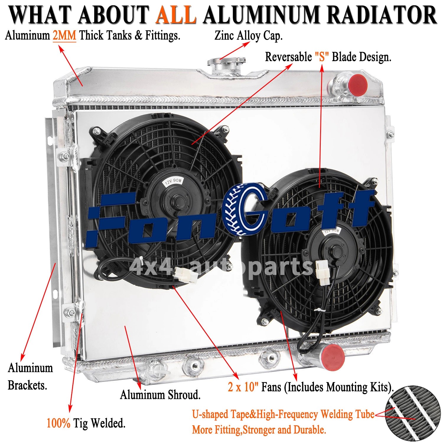 #CC338 3-Row Radiator Shroud Fan For 1967-1970 69 Ford Mustang Mercury Cougar V8