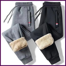 Men s Winter Fleece Jogger Pants Warm Casual Drawstring Sweatpants Straight Fit