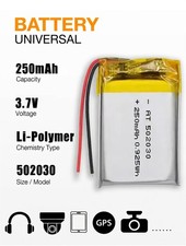 5 PCS 3.7V 250mAh 502030 Lipo Rechargeable Battery For GPS Recorder Bluetooth