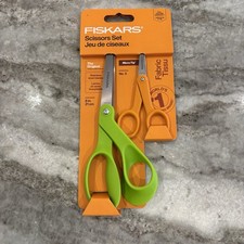 Fiskars Pair Scissors Set 5" Micro Tip  8" Stainless Steel Scissors NEW read