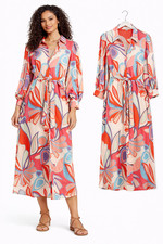 Alexis Target Casual Maxi Dress Size Medium Retro Pastel Print Long Sleeve