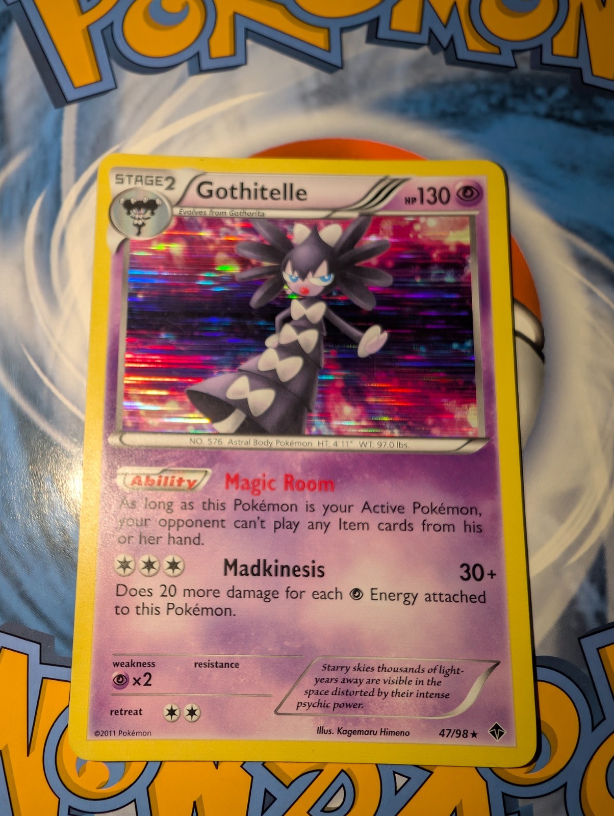 Pokemon 2011 Light Play Gothitelle Emerging Powers Holo 47/98 Card LP Rare TCG