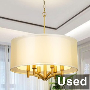 Wansi Shine 6-Light, Adjustable Double Drum Chandelier, Gold