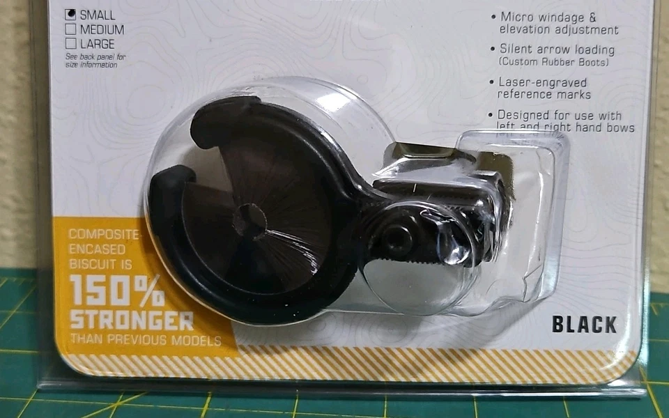 Trophy Ridge Whisker Biscuit Kill Shot pequeno preto AWB500S descanso de flecha novo em folha - Imagem 3 de 4