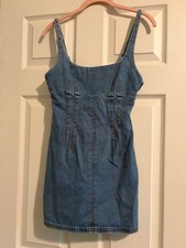 Urban Outfitters Denim Mini Dress XS Blue Jean Dress Y2K Casual Cute