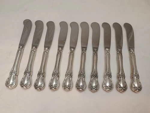 Lot 10 Old Master By Towle Sterling Silver Handles Butter Spreader Knifes  6" NR