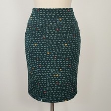 LuLaRoe - Cassie Dark Green and Multicolor Patterned Pencil Skirt Woman's Medium