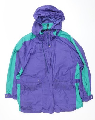 Joie de Vivre Damen Lila Windbreaker Jacke M Kapuze Retro 90er Style
